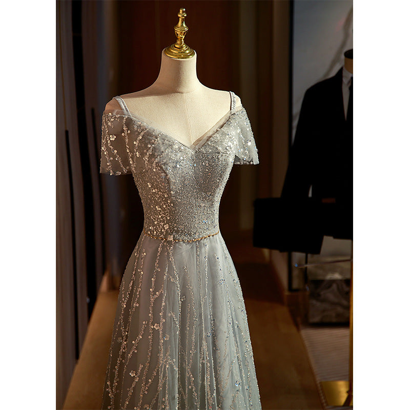 Elegant Beaded Sequins A-Line Long Prom Dress - Shiny Formal Evening Party Gown for Women - Perfect for Homecoming, Quinceañera & Black Tie Events