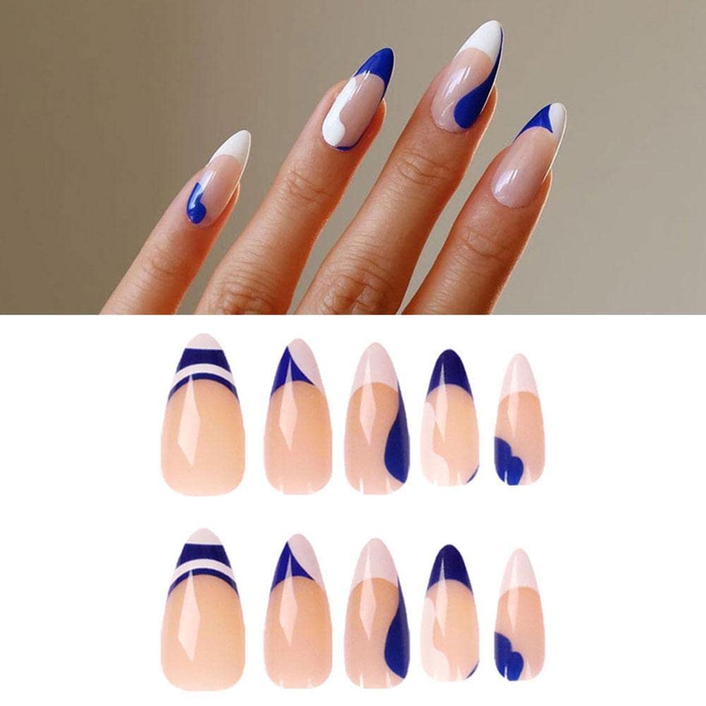 24-Piece Detachable Almond Short False Nails with Glue - French Olive Green Press-On Nails for DIY Nail Art | Full Cover Fake Nails for Salon, Party & Everyday Wear