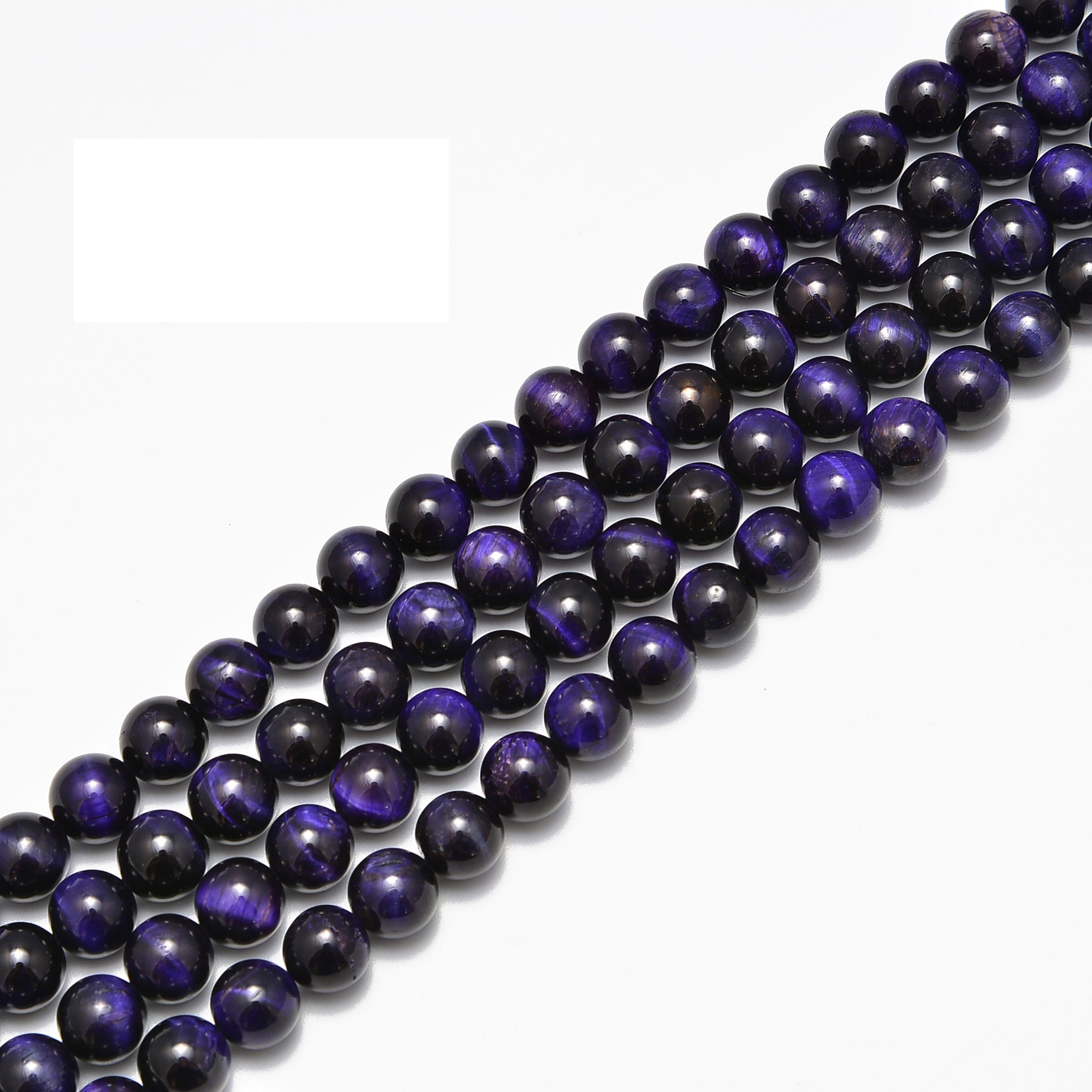 Dark Purple Tiger's Eye Smooth Round Beads 6mm 8mm 10mm 15.5 Inch Strand - Natural Gemstone Beads for Jewelry Making, DIY Bracelets, Necklaces & Healing Crystal Crafts