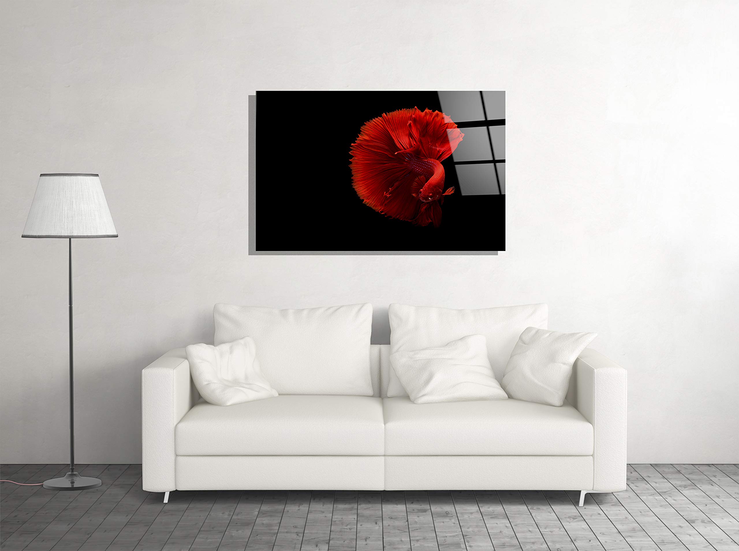 Exotic Betta Fighting Fish Aquarium Wall Art - Tempered Glass Modern Home & Office Decor - Unique Gift for Fish Lovers (16x24) - Perfect for Living Rooms, Bedrooms, Hotels & Corporate Spaces