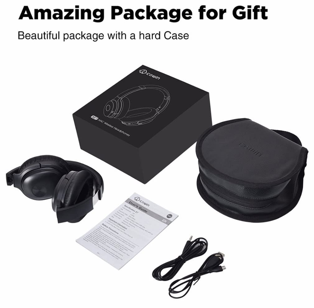 Premium Hi-Fi Stereo Wireless Over-Ear Headphones with Bluetooth 5.0, ANC Active Noise Cancellation, Built-in Mic & Soft Protein Earpads - Foldable Design for Travel, Workout, Gaming & Office Use - Purple