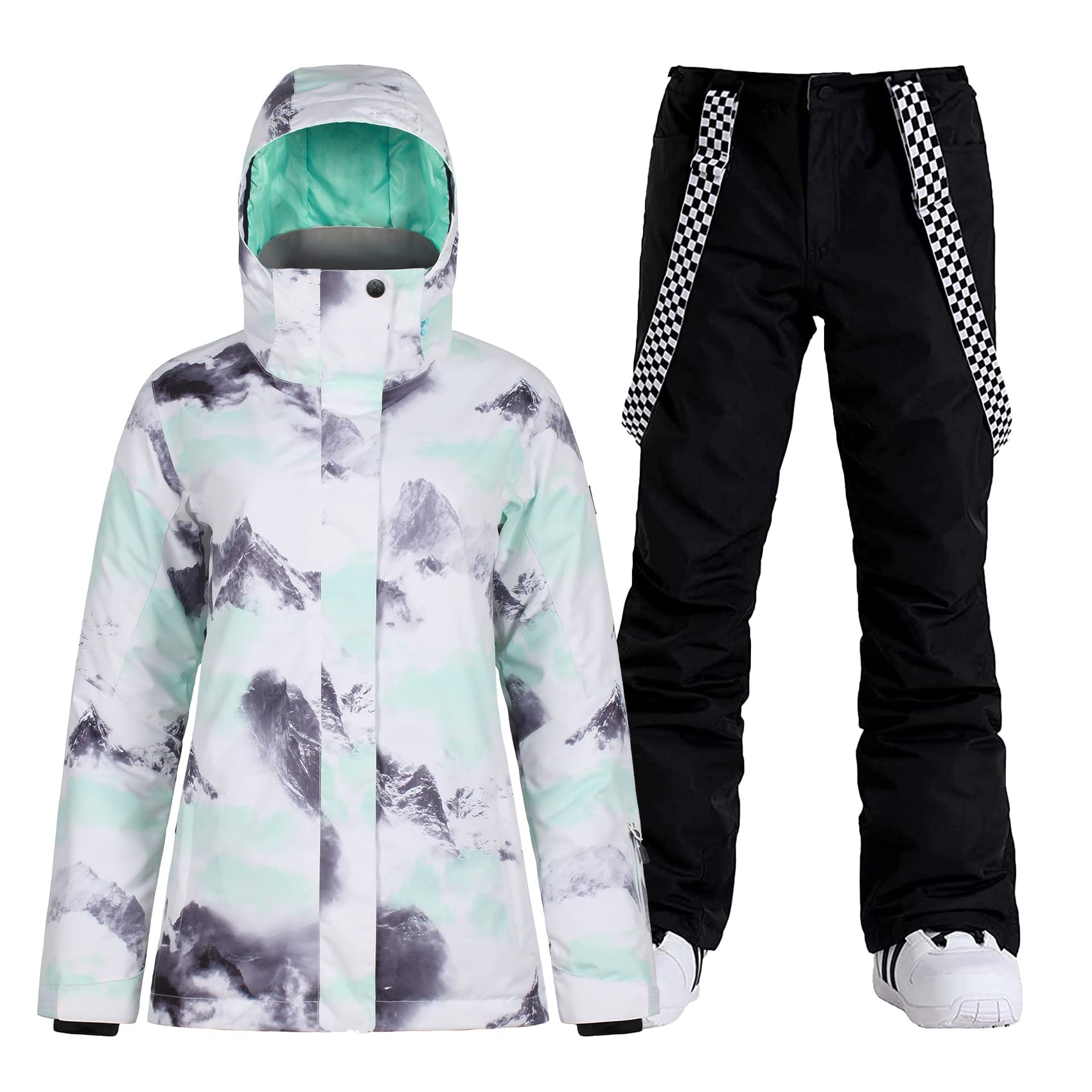 IMPHUT Women's Waterproof Ski Jacket & Snow Pants Set - Insulated Winter Snowsuit with Hood for Skiing, Snowboarding & Cold Weather Outdoor Activities