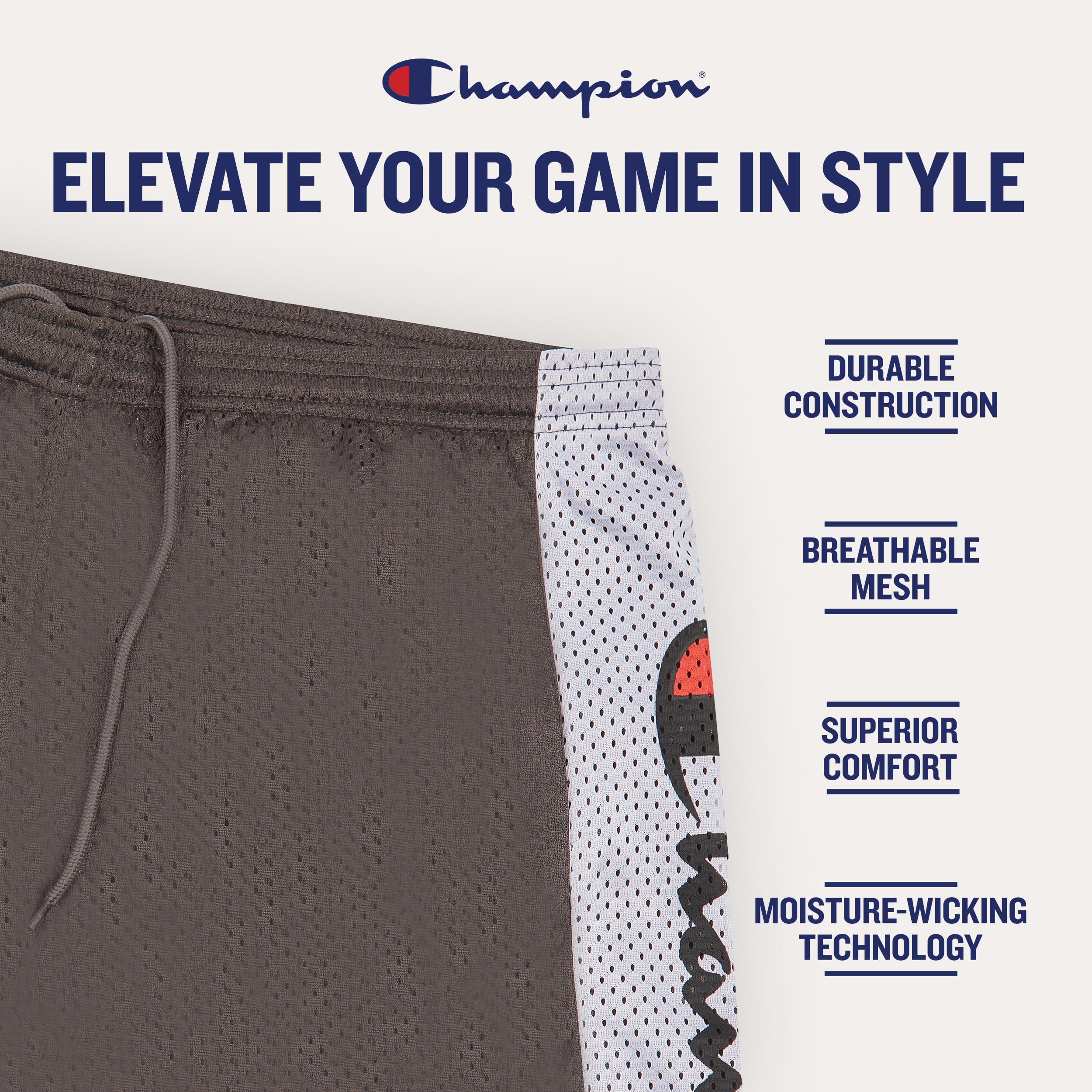 **Champion Big and Tall Mesh Basketball Shorts for Men – Quick-Dry Athletic Gym Shorts with Breathable Fabric – Perfect for Basketball, Workouts & Casual Wear**