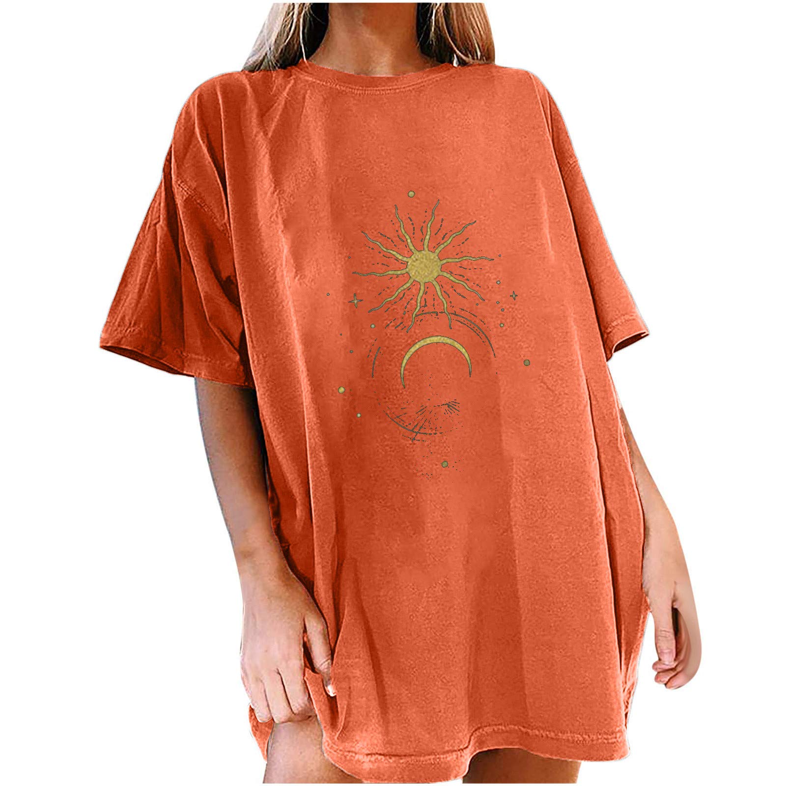 Women's Vintage Short Sleeve Printed Blouse - Casual & Dressy Tops with Unique Pattern (Orange, XL) | Perfect for Office Wear, Date Nights & Summer Outfits