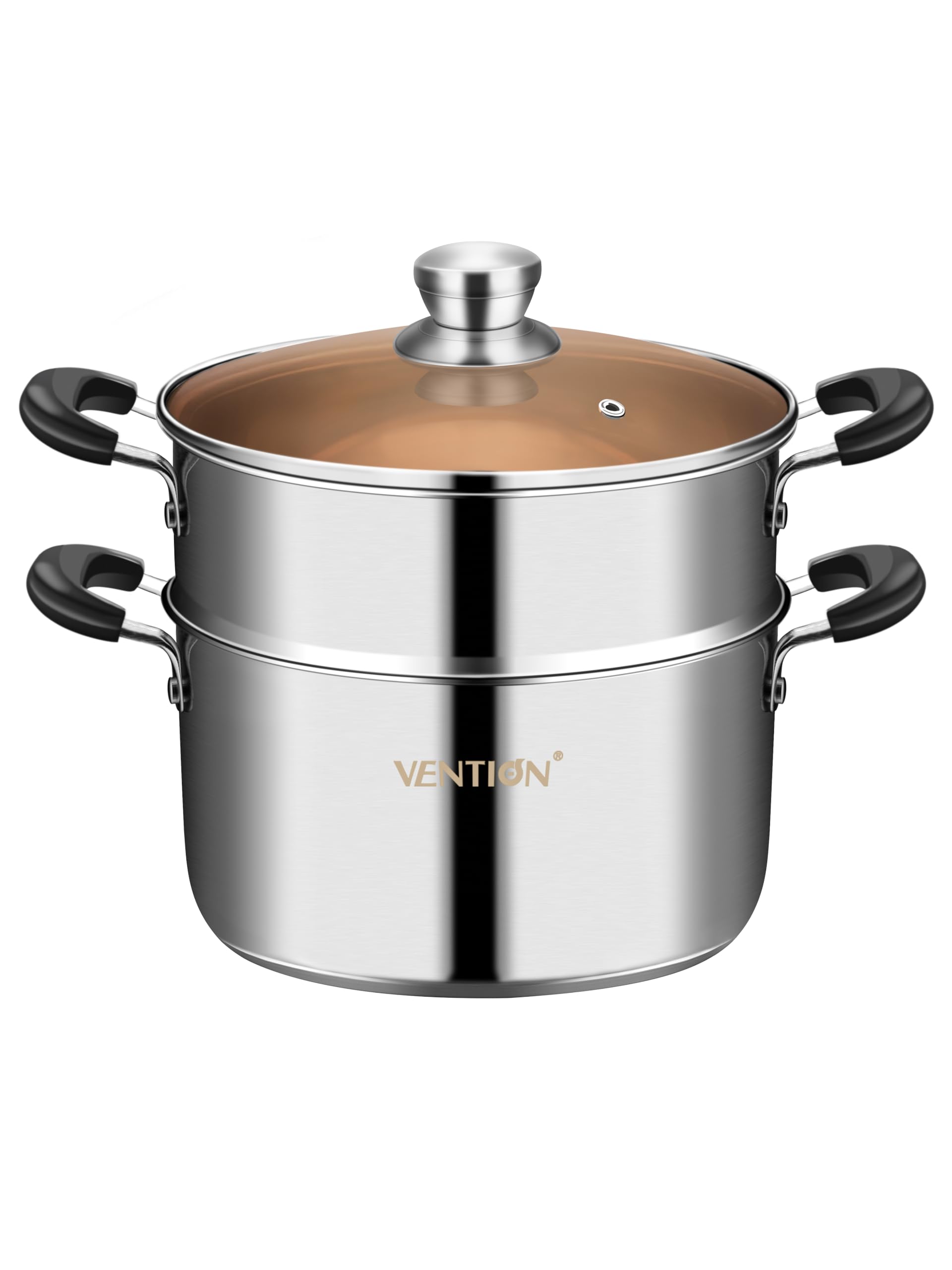 VENTION 9.4 Inch Stainless Steel Vegetable Steamer - 4.8 QT Induction Compatible Steam Pot for Healthy Cooking | Perfect for Steaming Vegetables, Dumplings & Seafood at Home