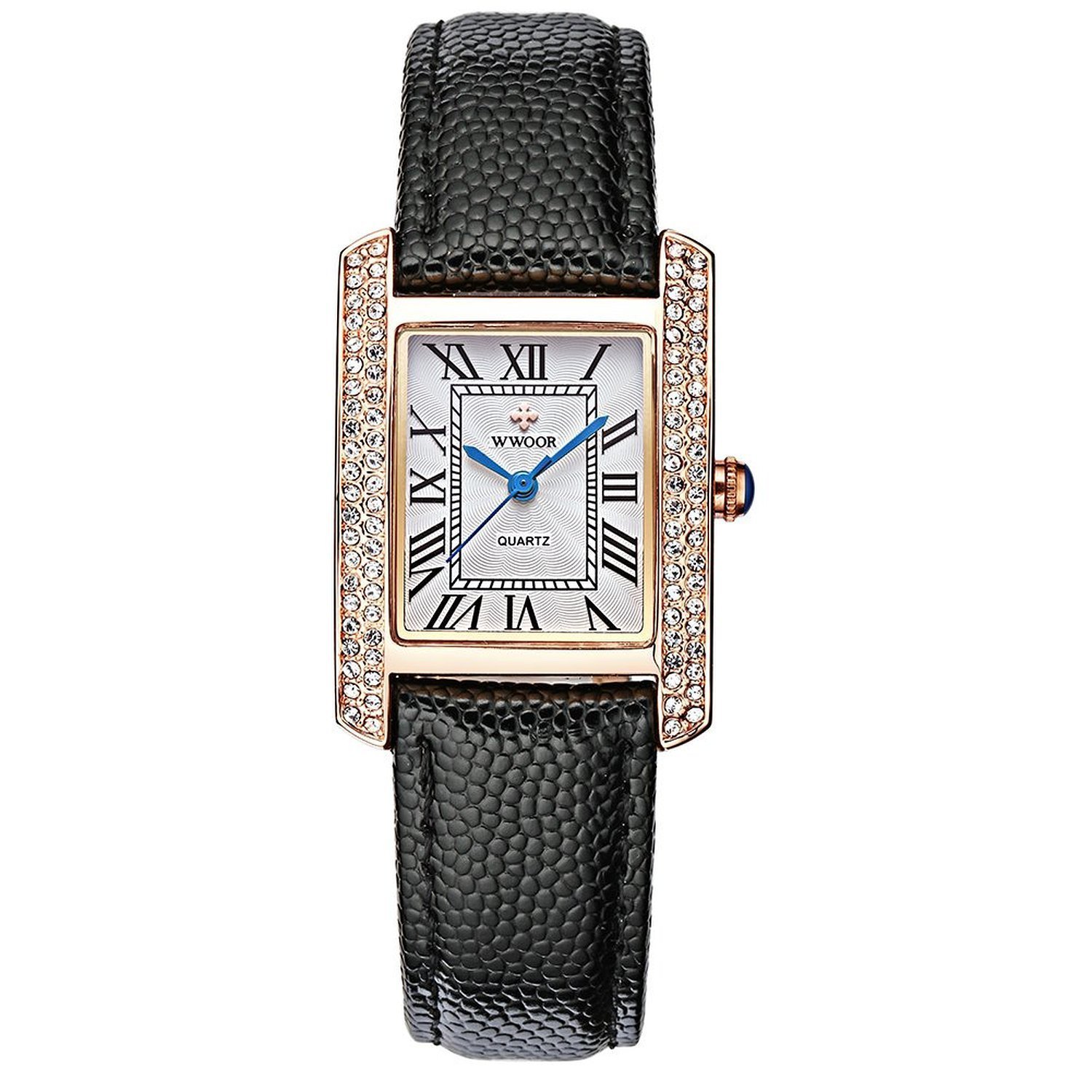 Carlien Luxury Square Dress Watch for Women - Roman Dial, Diamond Accents, Genuine Leather Strap - Elegant Quartz Wristwatch for Office, Party & Special Occasions