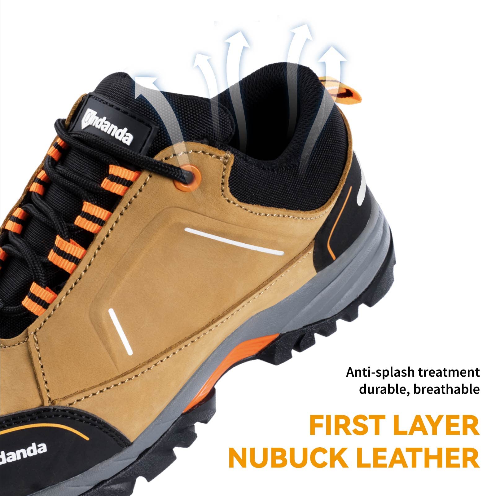 **ANDANDA Men's Puncture Proof Leather Work Boots - Composite Toe Safety Shoes, Non-Slip Hiking Boots for Construction, Warehouse & Outdoor Work**