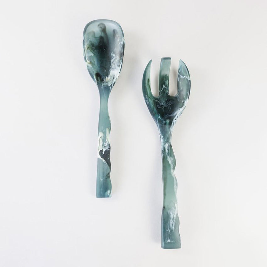 Monica Calderon Studio Ripple Salad Servers - Modern Stainless Steel Serving Utensils for Dinner Parties, Picnics & Entertaining - CDMX Design