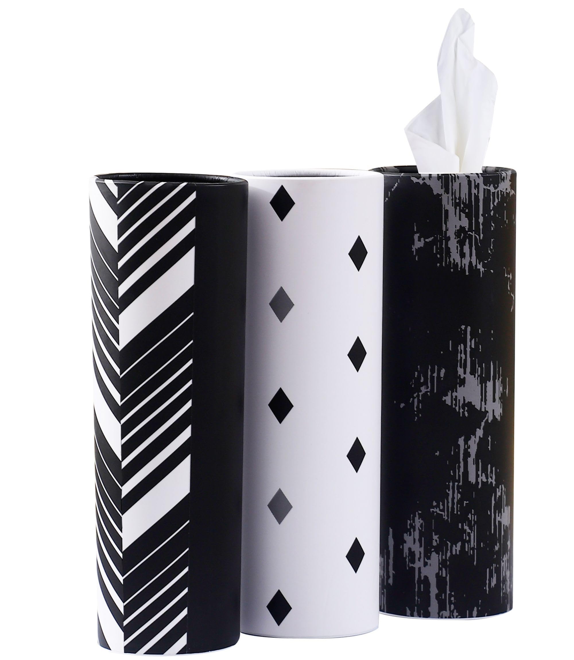Car Tissues Holder with Facial Tissues - Travel Tissue Tube Box Container for Car Cup Holder, Black Cylinder Design, Perfect for Road Trips and Daily Commutes