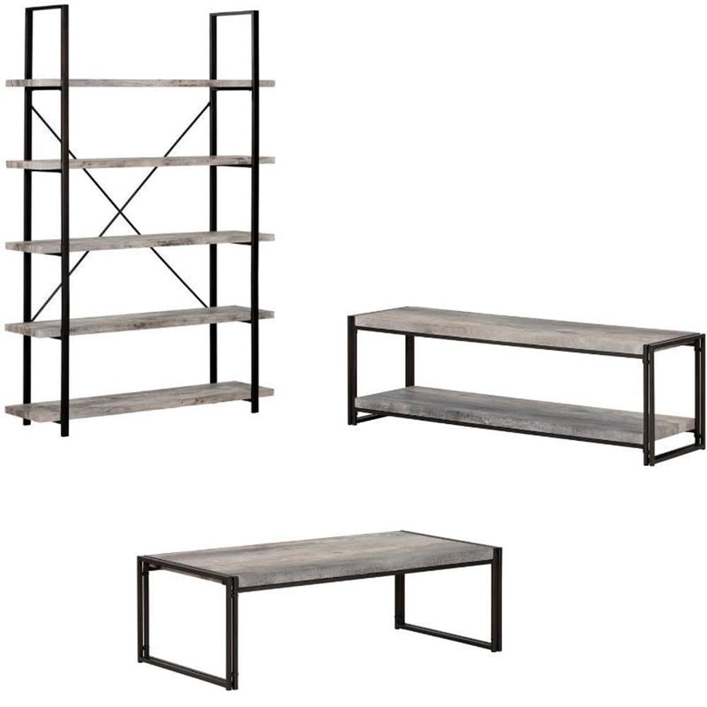 Rustic Gray TV Stand & Coffee Table Set - Home Square for Living Room