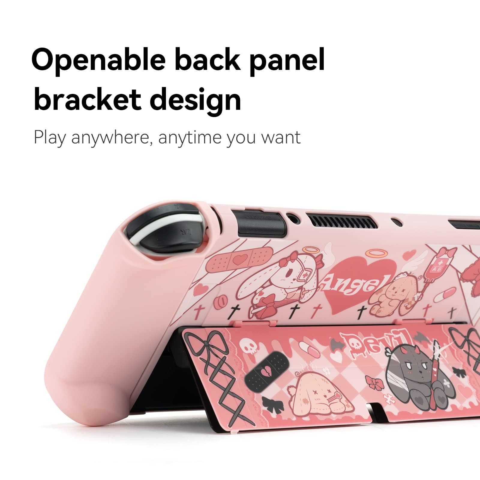 GeekShare Slim Protective Case for Nintendo Switch OLED & Joy-Con - Shockproof, Anti-Scratch Cover with Gothic Bunny Design - Perfect for Gaming, Travel & Daily Protection