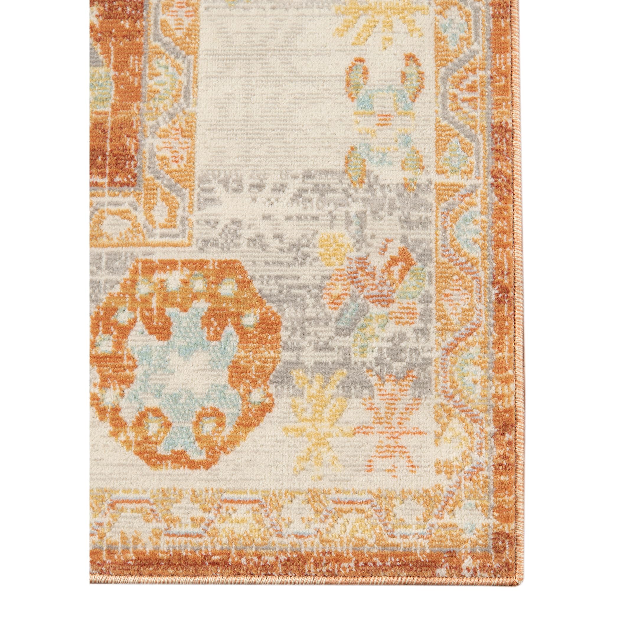 AMER Rugs Bohemian Gretna Collection 5x7 Indoor/Outdoor Area Rug - Orange/Beige Modern Design for Living Room, Bedroom, Dining Room & Kitchen - Perfect for Boho Home Decor, Patio & High-Traffic Areas
