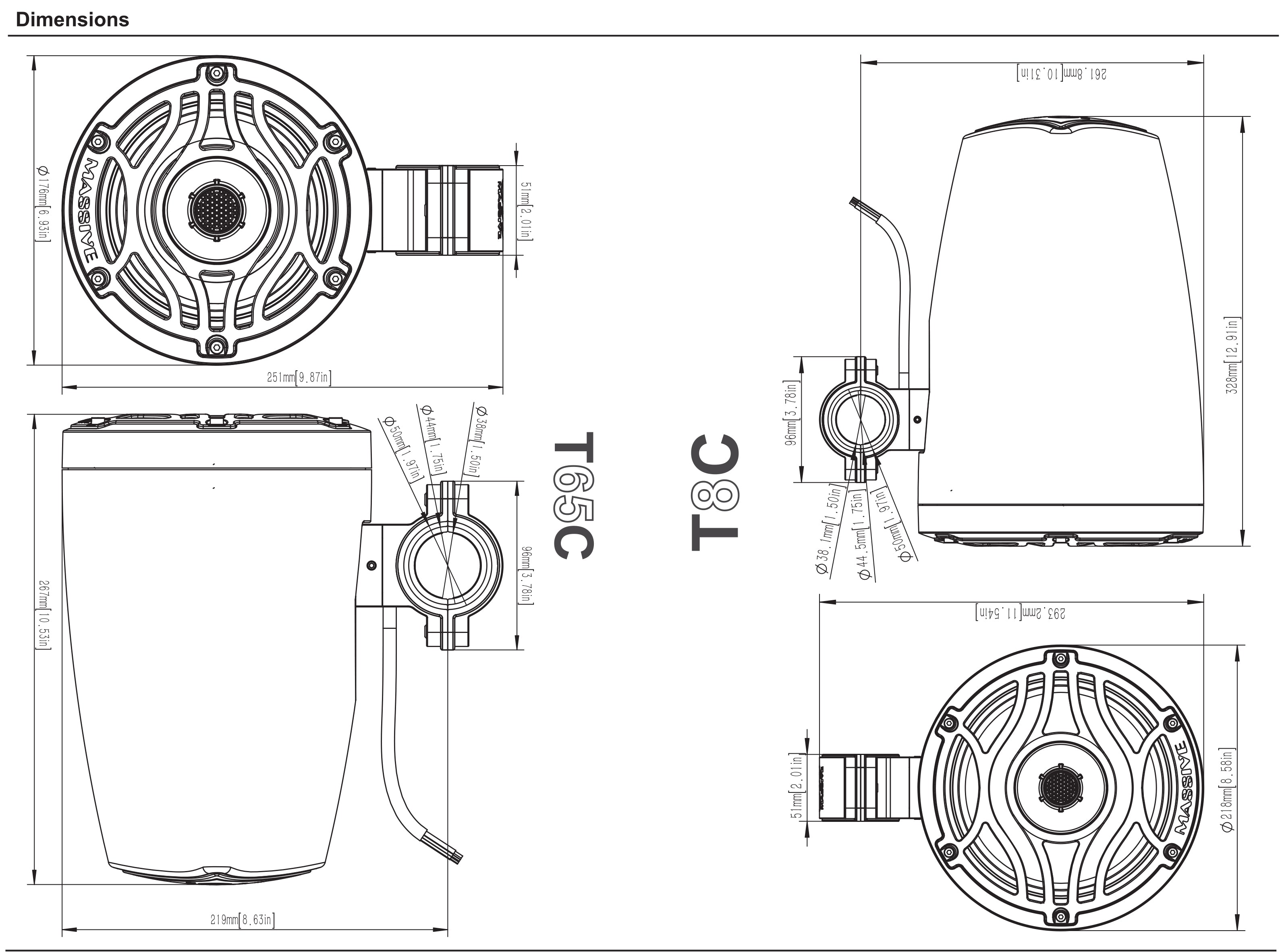 T8C 8-Inch 300W Marine Tower Coaxial LED Speakers - Waterproof Boat Audio for Outdoor Boating, Fishing & Party Entertainment