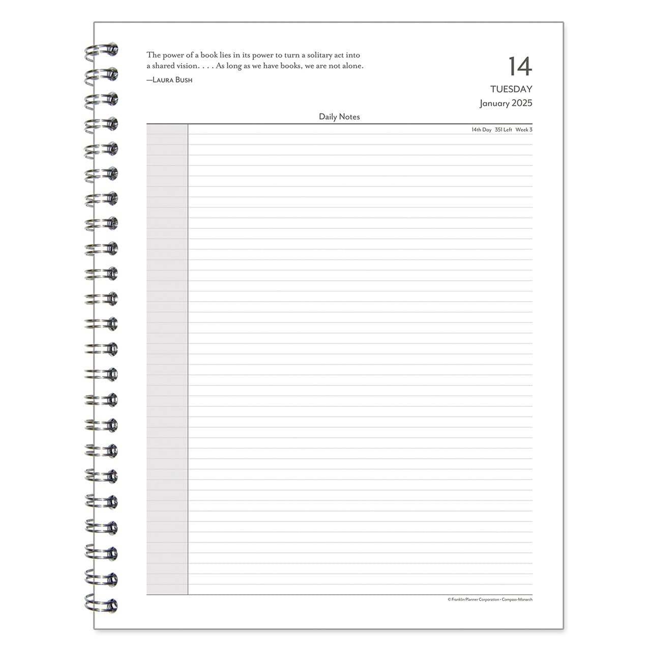 FranklinCovey 2025 Monarch Wire-Bound Planner - 2 Pages Per Day Daily Organizer with Compass Design (January 2025 - December 2025) | Perfect for Business Professionals, Students & Goal Tracking