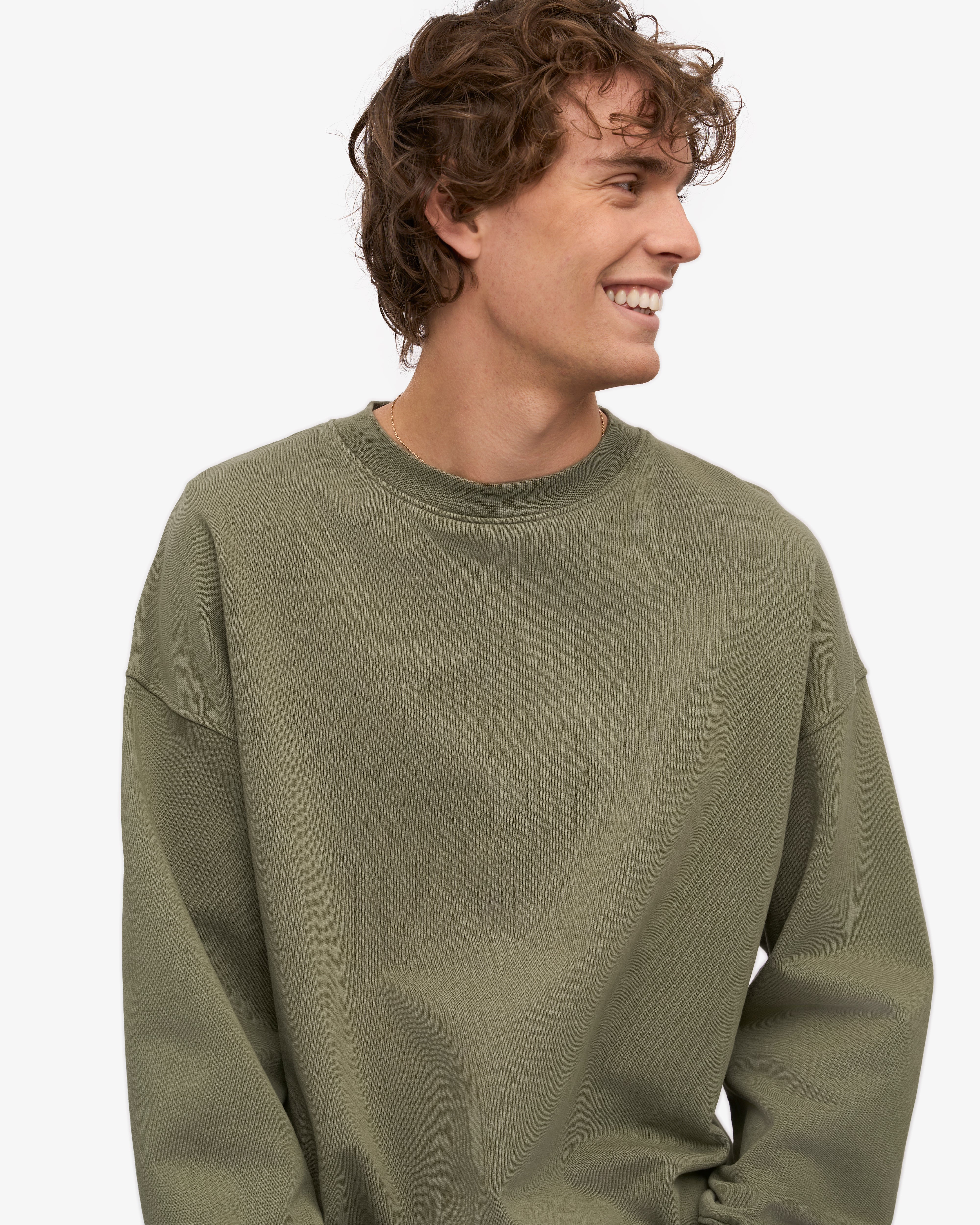 Organic Oversized Crewneck Sweatshirt for Women - Soft & Comfortable Dusty Olive Pullover for Casual Wear, Loungewear & Street Style