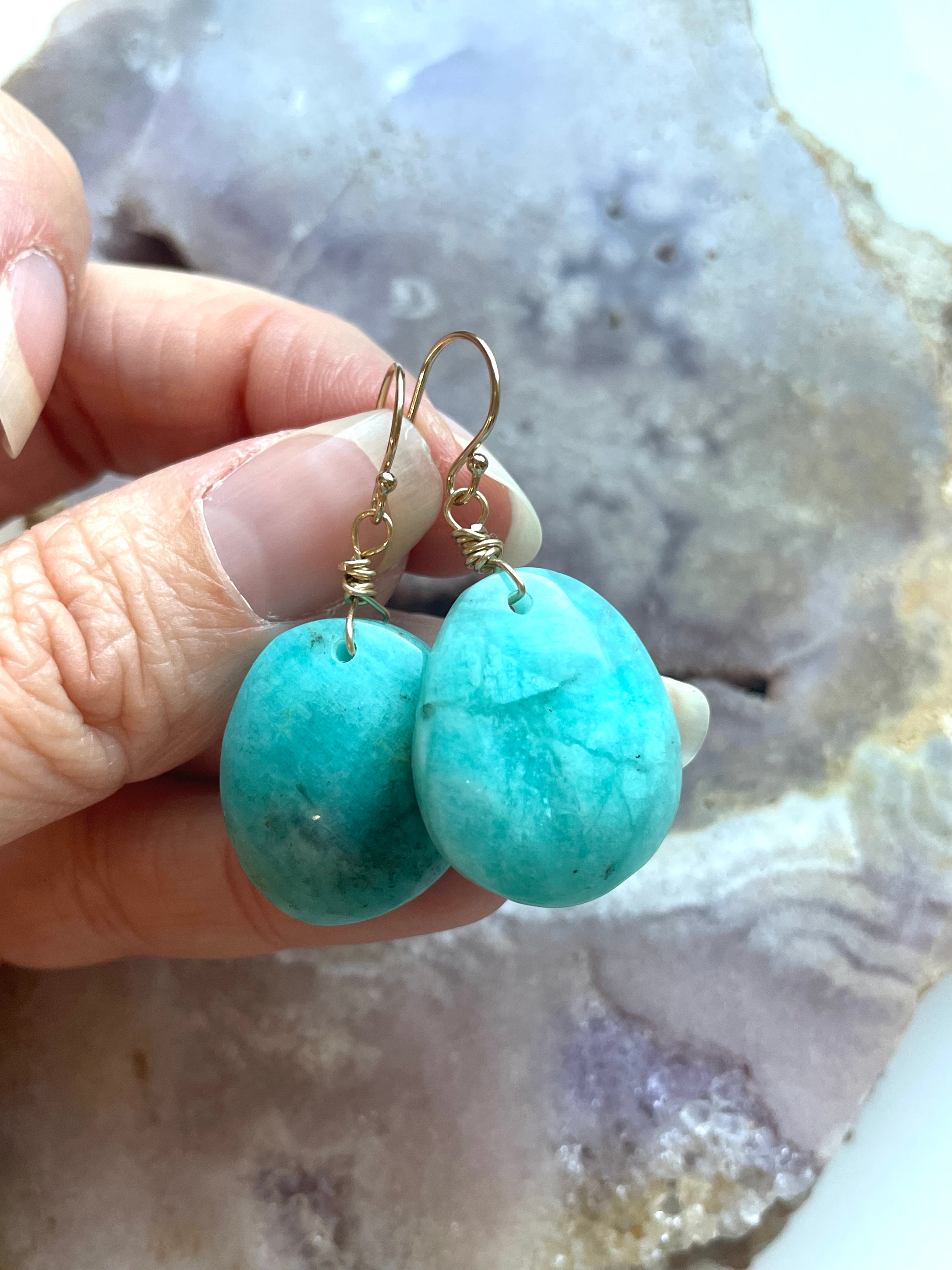 Amazonite Dangle Earrings in Gold Fill - Elegant Boho Jewelry for Women, Perfect for Parties, Weddings & Everyday Wear