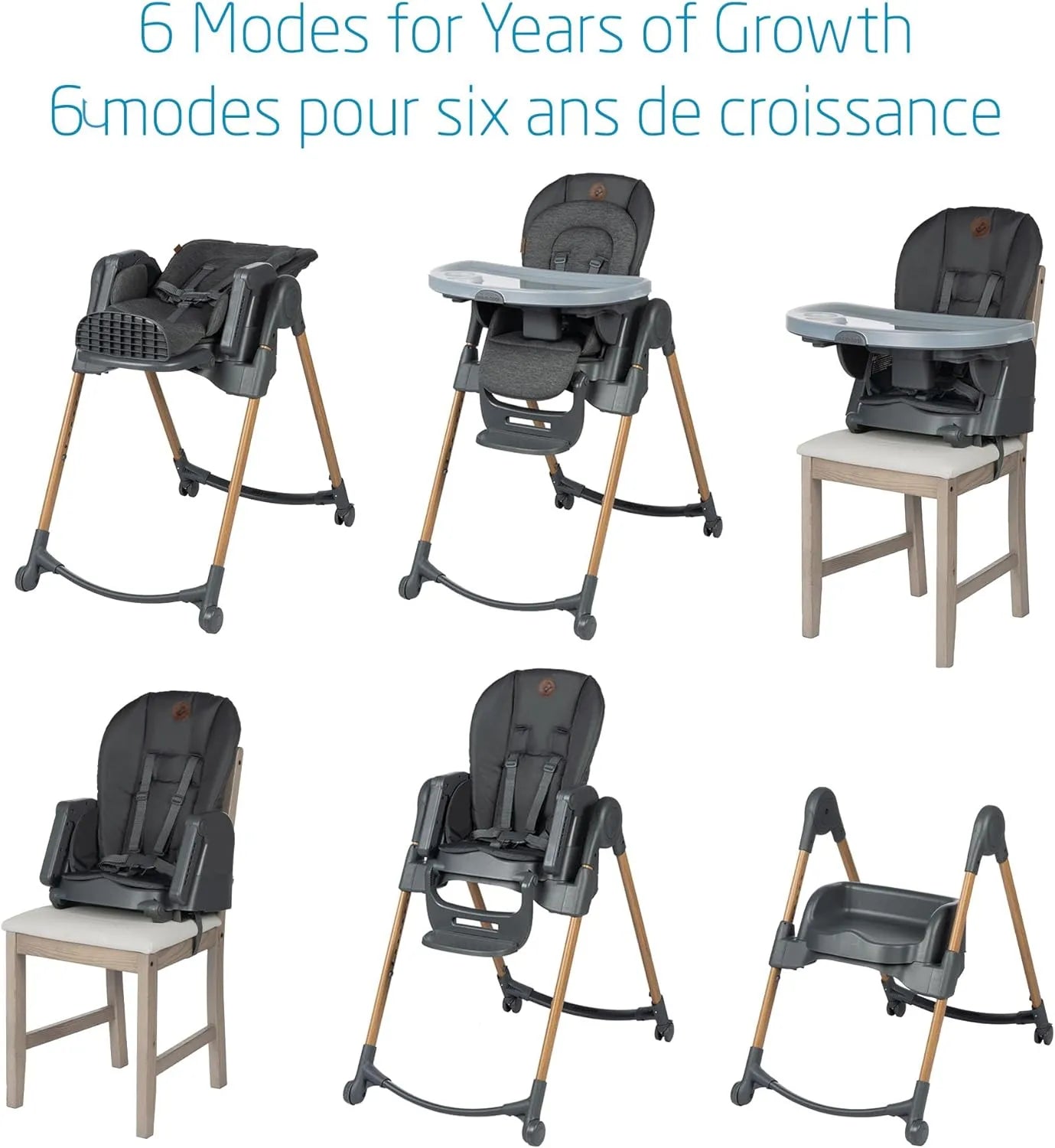 Minla High Chair for Babies & Toddlers - Classic Graphite Color | Adjustable Height Baby Feeding Chair | Perfect for Dining, Weaning & Playtime