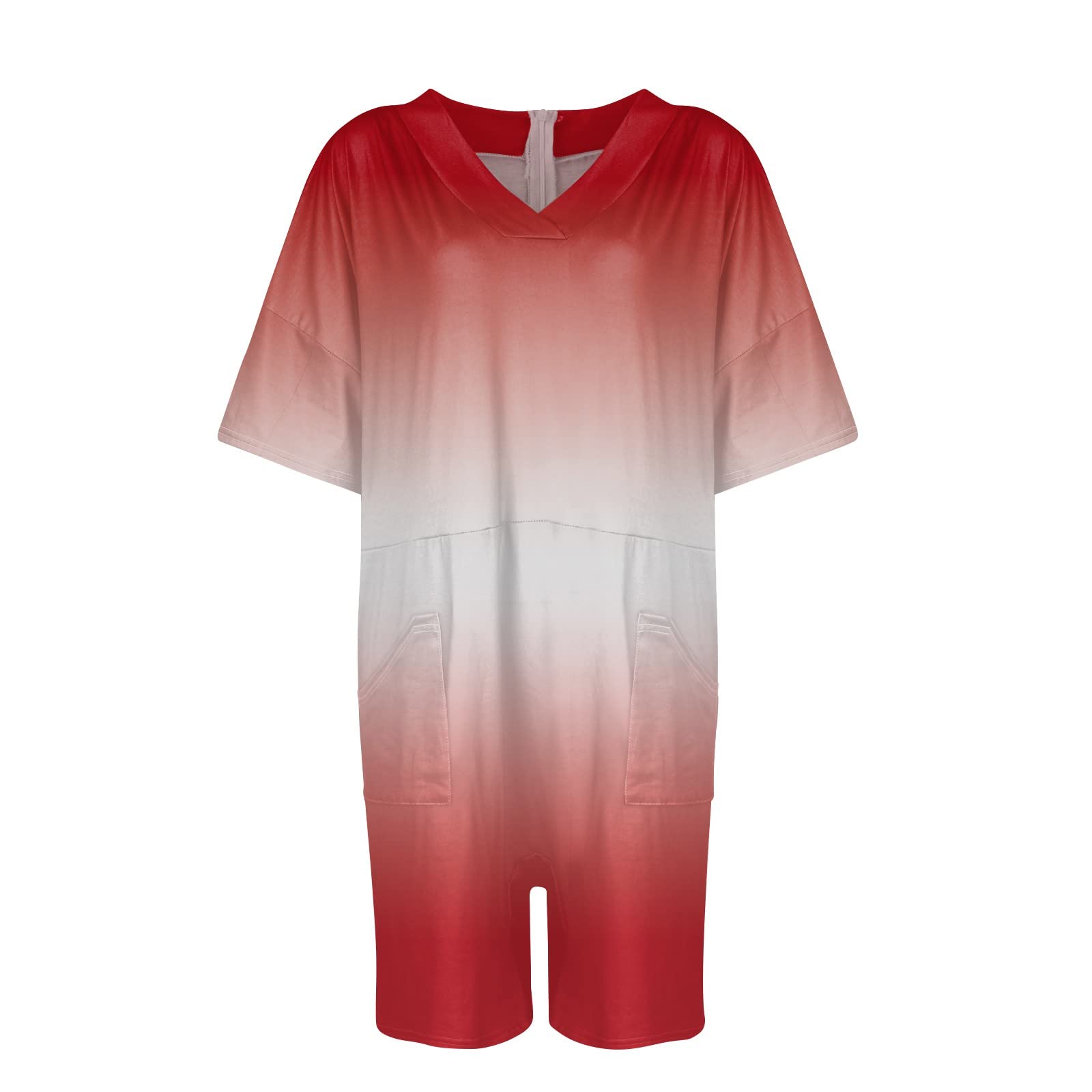 2024 Women's V-Neck Short Sleeve Jumpsuit with Pockets & Wide Leg Shorts - Casual Summer Romper (Sizes S-5XL) | Perfect for Beach Vacations, Weekend Outings & Summer Parties
