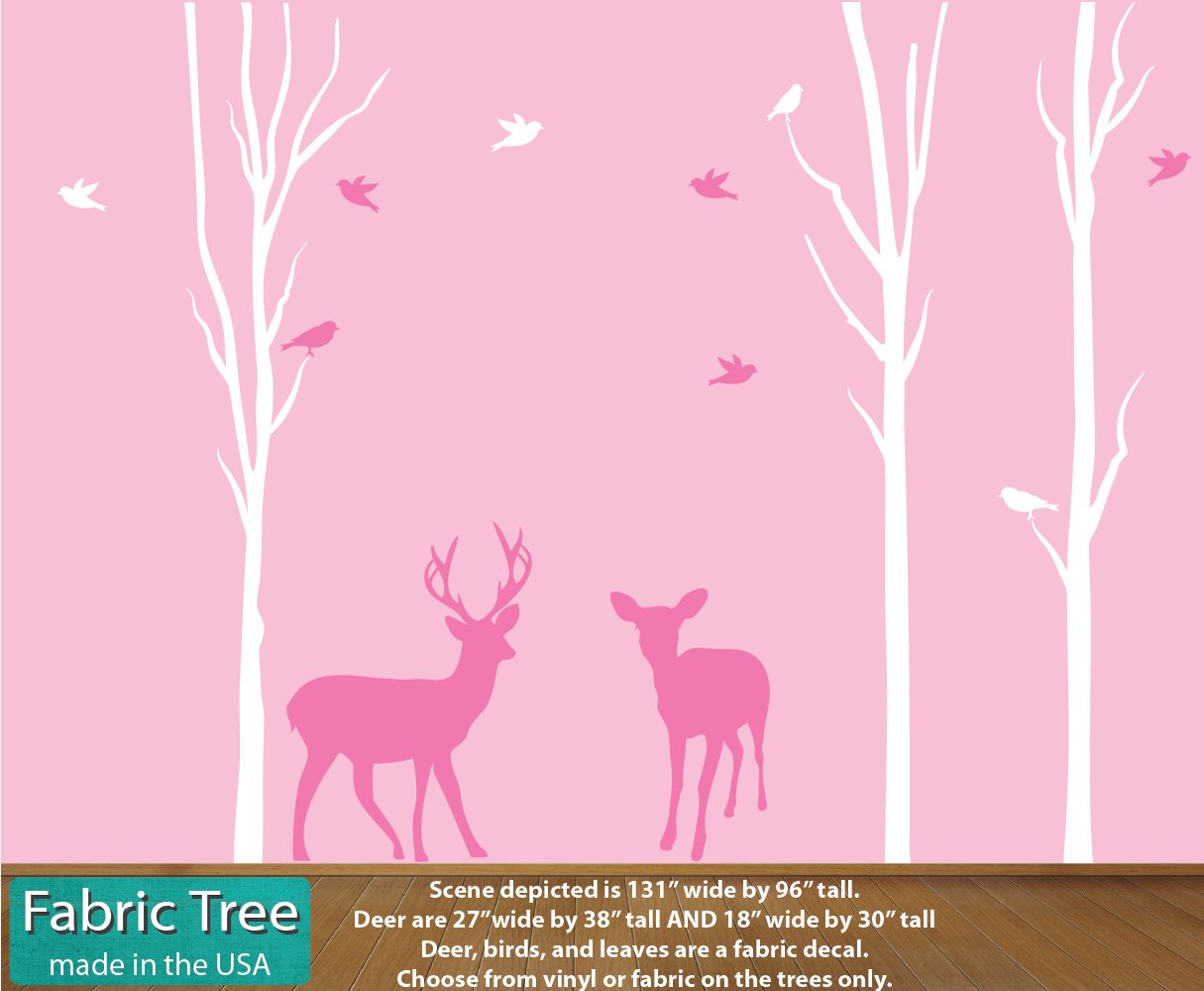Girls Nursery Wall Decals - Forest Theme with Deer Stickers for Baby Room Decor | Perfect for Nursery, Kids Bedroom & Playroom