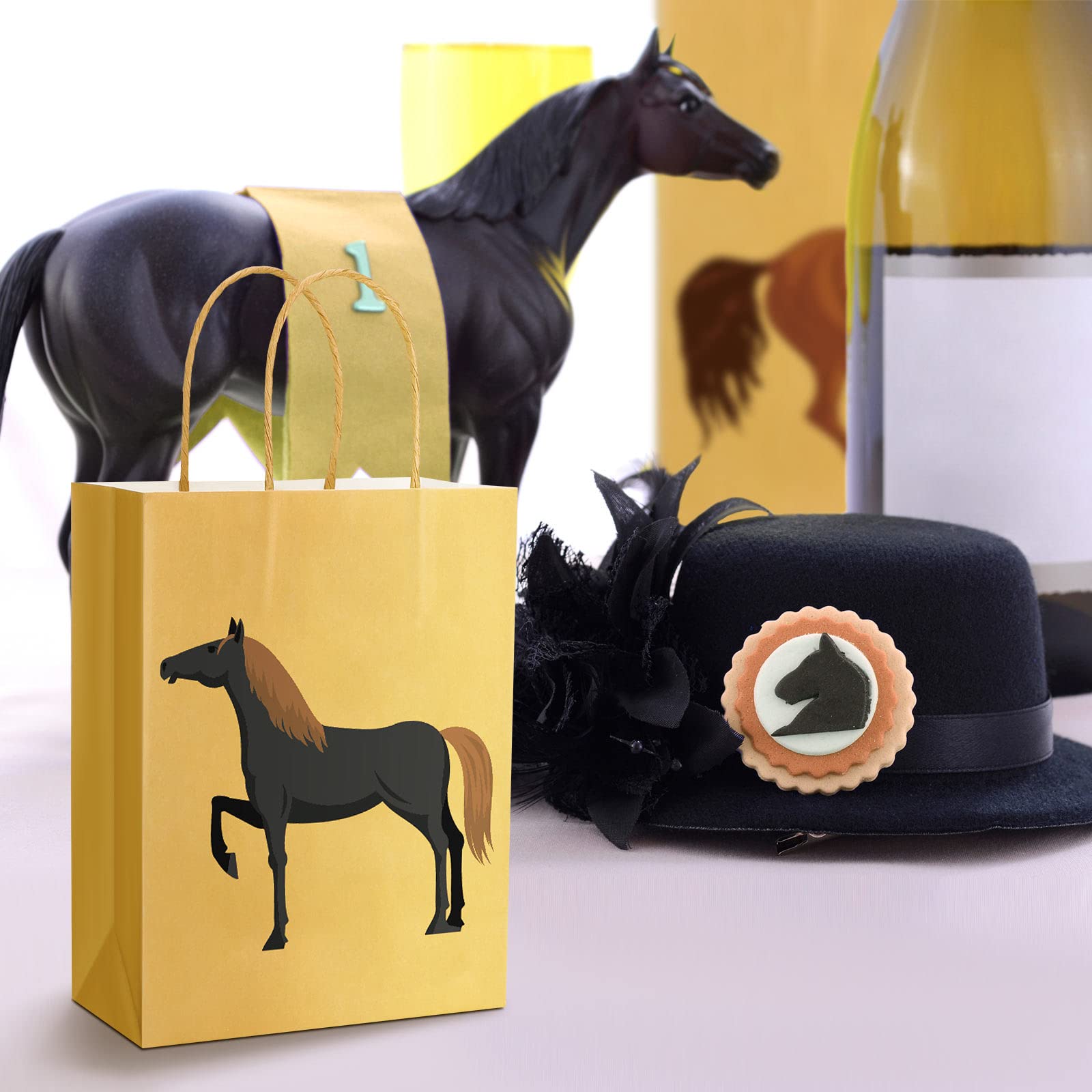 20 Pcs Horse Themed Party Favor Bags with Handles - Western Cowgirl Cowboy Birthday Party Supplies, Horse Racing Event Treat Bags for Candy & Goodies | Perfect for Birthday Parties, Baby Showers & Equestrian Events