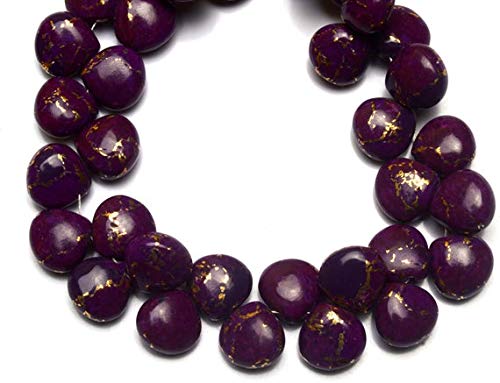 Natural Mojave Purple Arizona Copper Turquoise 10MM Smooth Heart Briolette Beads - 7 Inch Strand for Jewelry Making, DIY Crafts & Boho Accessories - Perfect for Necklaces, Bracelets & Earrings (Code-HIGH-11463)