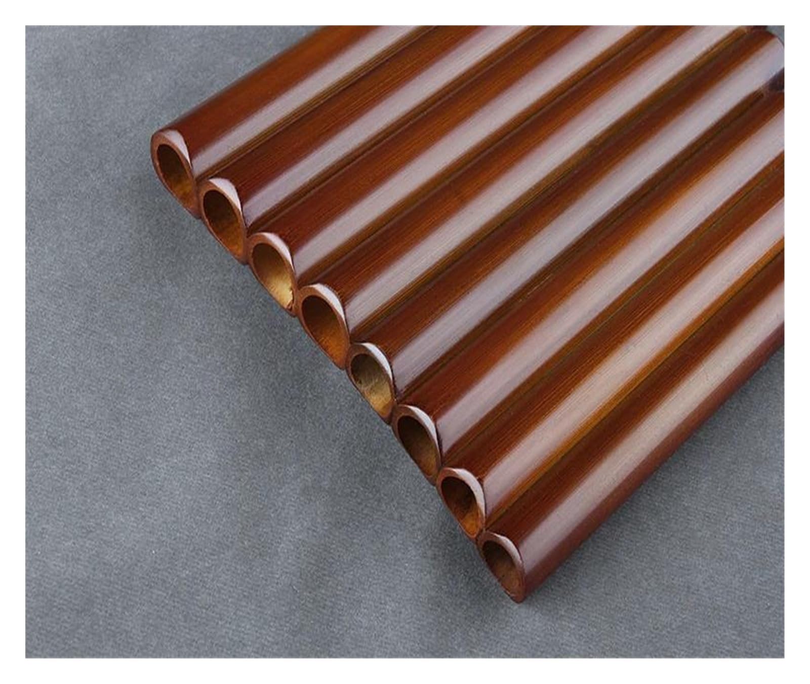 **8-Tube Pan Flute in G Key - Handmade Brown Bamboo Woodwind Instrument for Beginners - Perfect for Meditation, Music Therapy & Folk Performances**