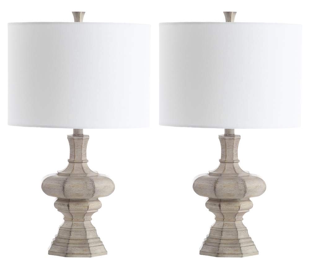 SAFAVIEH Melville Grey Wash 24-inch Table Lamp Set of 2 with LED Bulbs - Modern Bedside Lighting for Bedroom, Living Room & Home Office - Perfect for Reading, Working & Ambient Decor