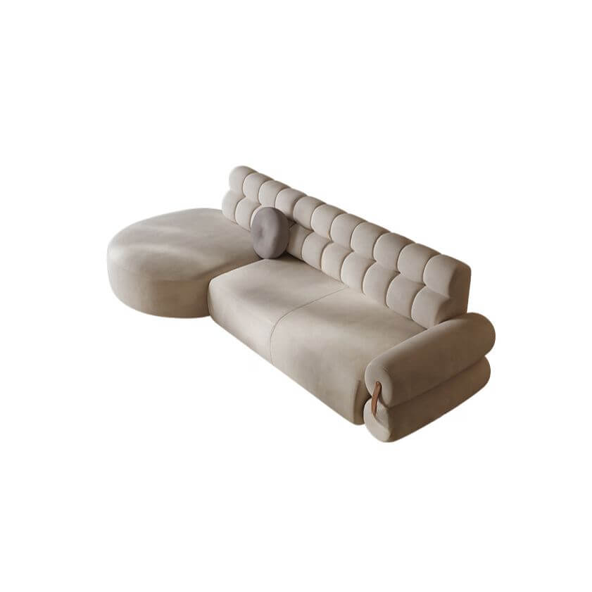 L-Shaped Sectional Sofa with Chaise Lounge, Channel Tufted Back, Soft White Polyester Blend Fabric, Seats 5, Round Arms & Hidden Support - Perfect for Living Room, Family Room or Home Theater