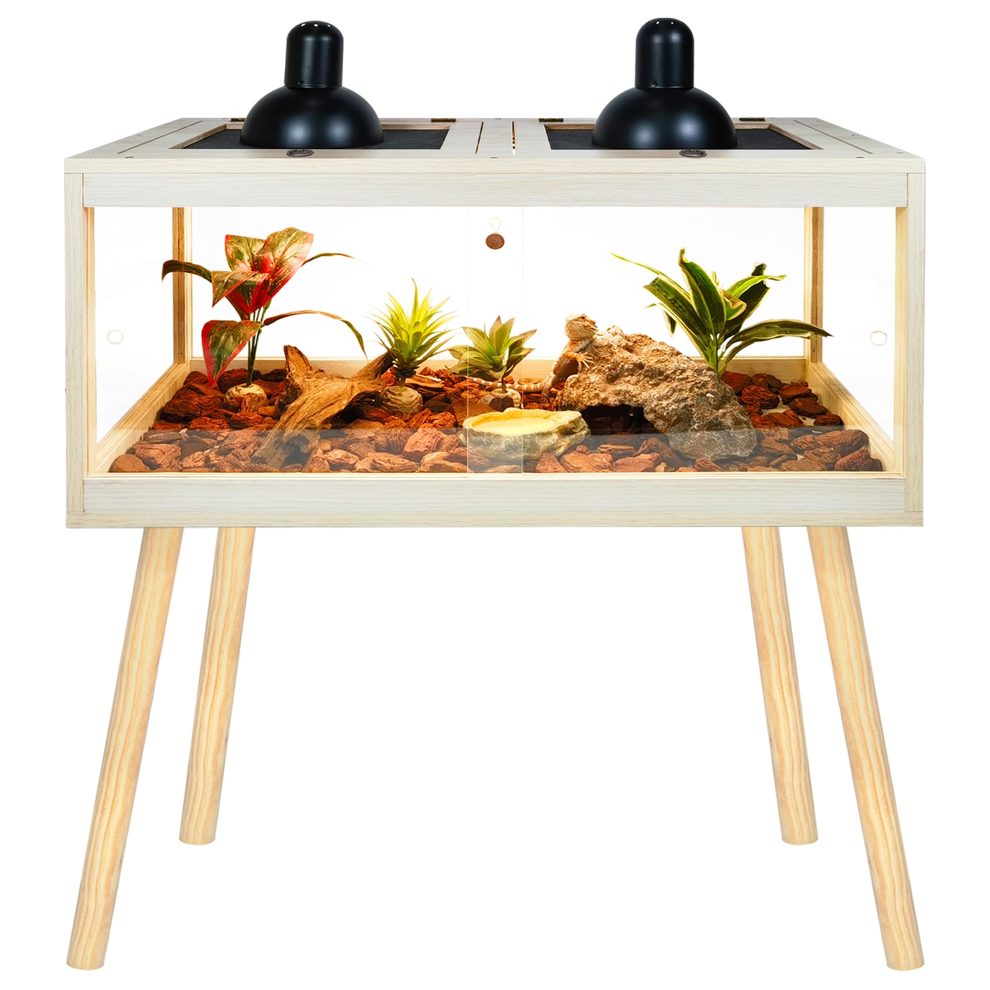77 Gallon Bearded Dragon Tank with Metal Mesh Top & Lockable Design - Large Reptile Enclosure for Tortoise, Snake & Lizards (48