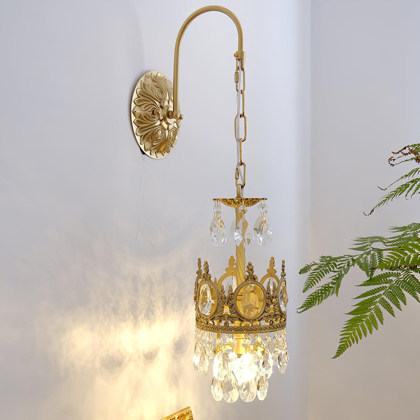 Crystal Crown Wall Light - Elegant LED Sconce for Bedroom, Living Room & Hallway Decor - Perfect for Home Lighting and Interior Design