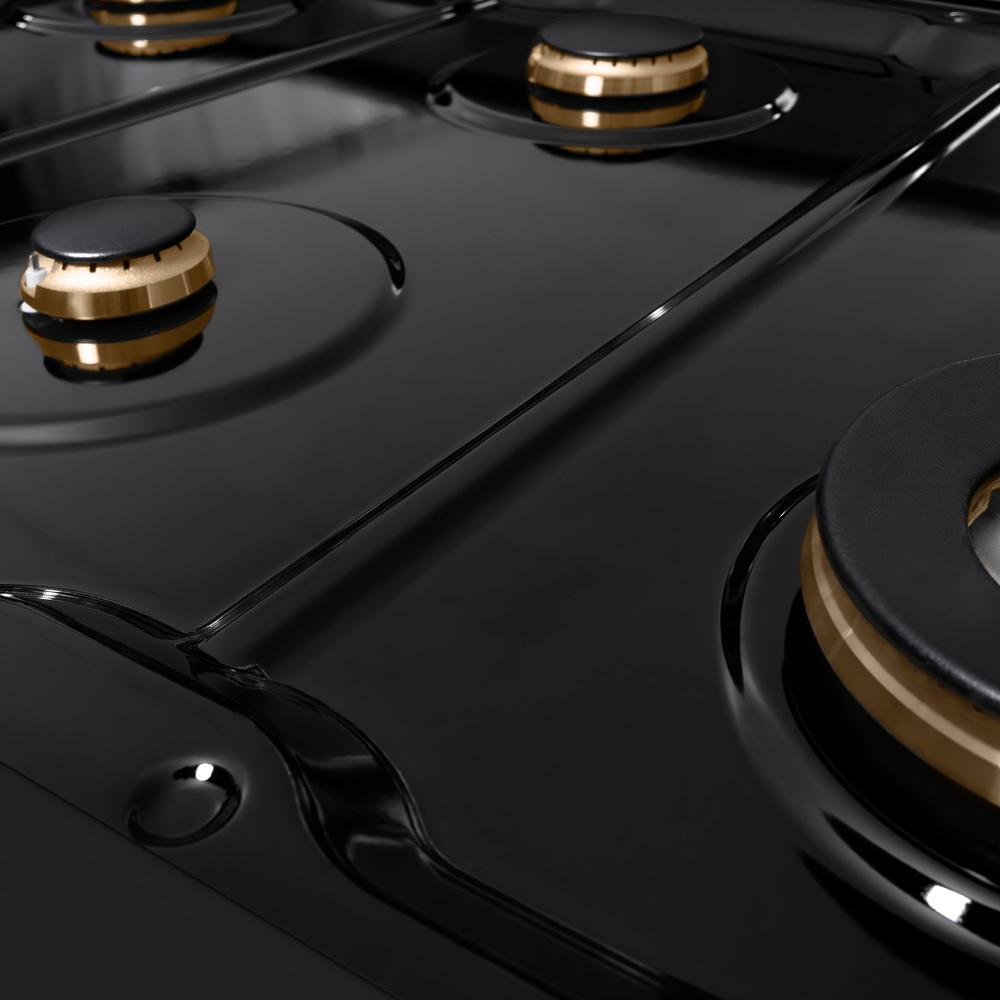 ZLINE 48-inch Black Stainless Steel Gas Rangetop with 8 Brass Burners & Porcelain Cooktop - Professional SRTB BR 48 Range for Home Kitchen, Restaurant Style Cooking, and Gourmet Meal Preparation