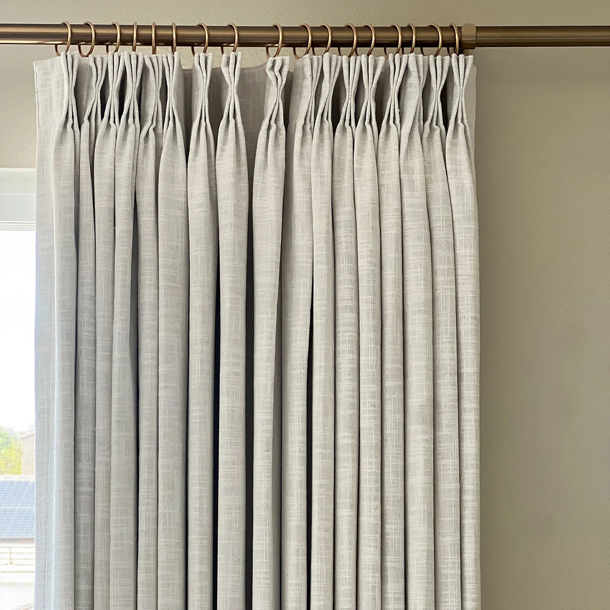 Pinch Pleated Blackout Curtains - 100% Linen Custom Drapes in Grey & Beige | Modern Thermal Insulated Window Treatments for Living Room & Bedroom