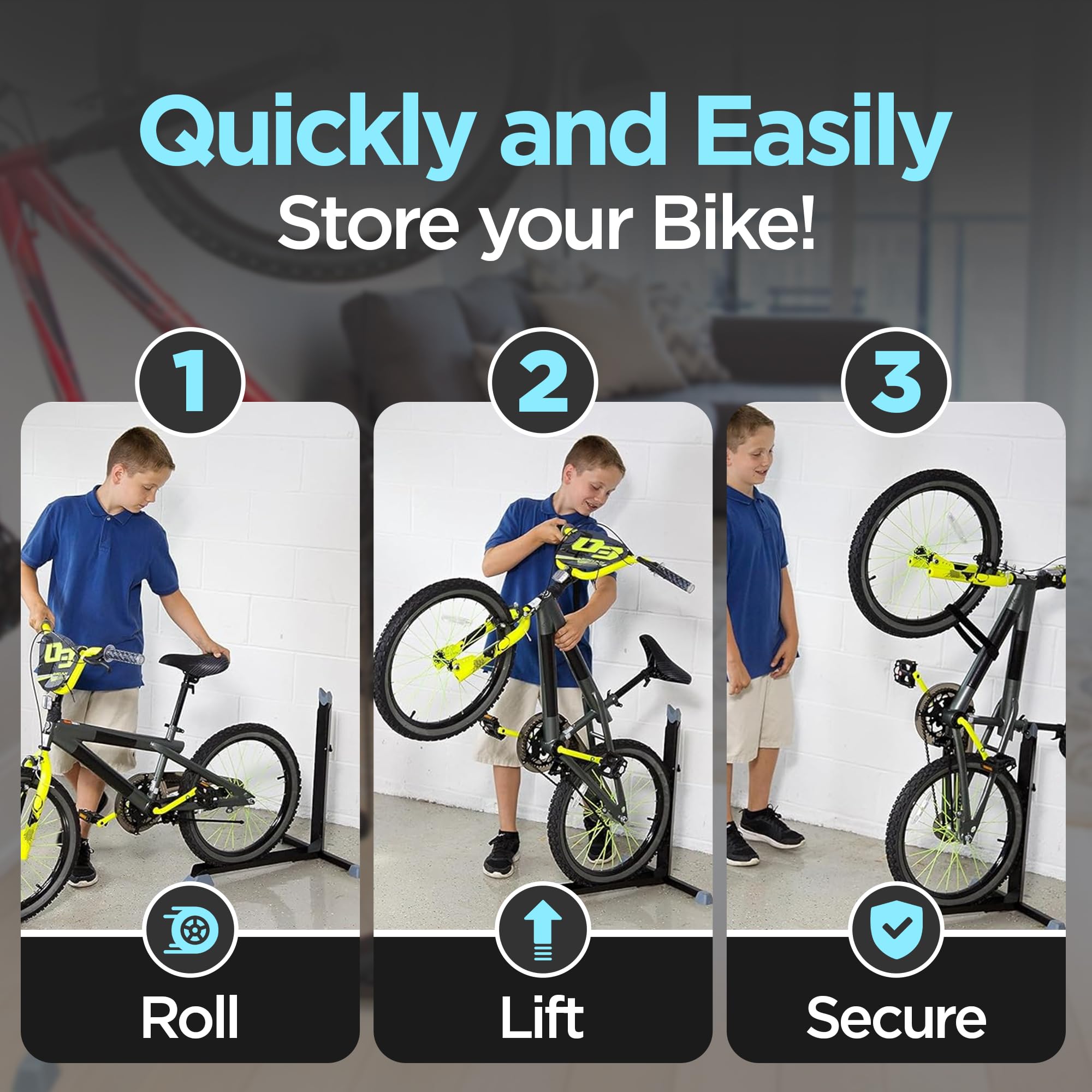 Original Vertical Bike Stand & Wall Mount Storage Rack (2-Pack) - Space-Saving Bicycle Holder for Garage, Home, Apartment - No Drilling Installation - Perfect for Indoor/Outdoor Cycling Gear Organization