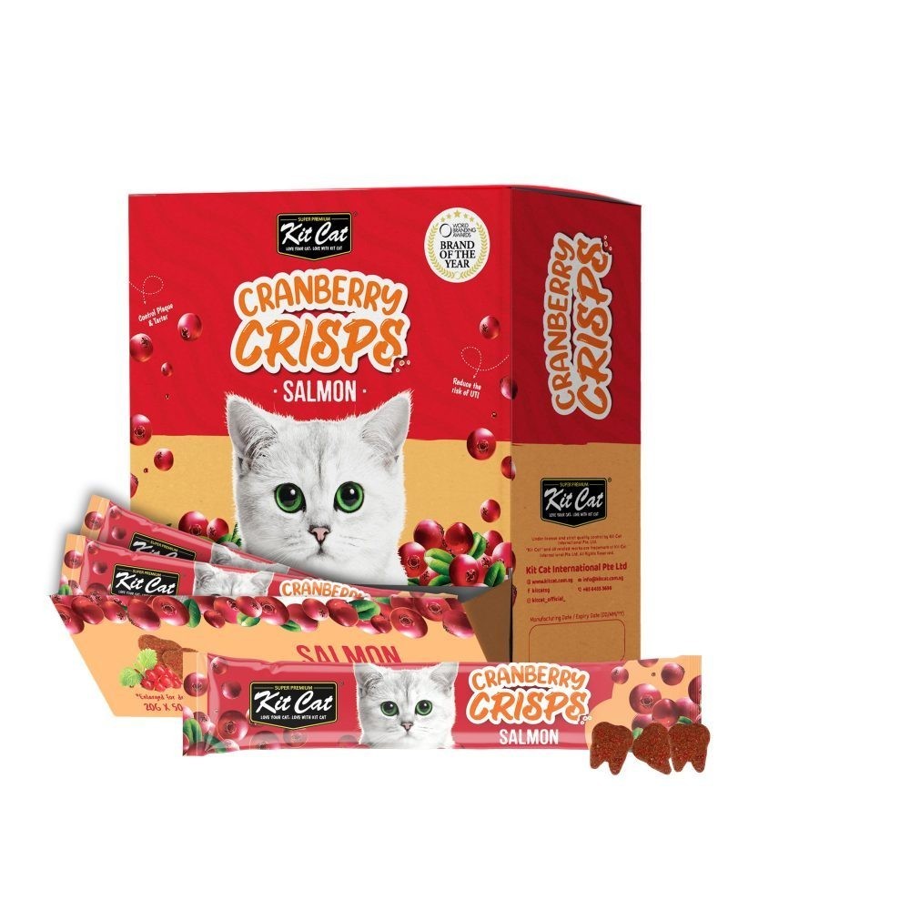 Kit Cat Cranberry Crisps 20g - Natural Cat Treats with Real Chicken, Beef, Lamb, Salmon, Seafood & Tuna - Grain-Free & Healthy Snacks for Cats - Perfect for Training, Rewards & Bonding with Your Feline Friend