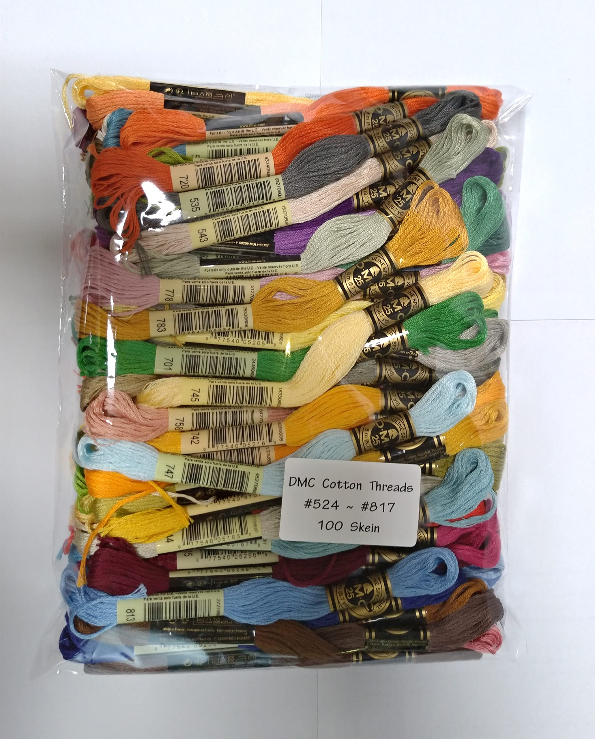 DMC 447 Cross Stitch Thread - 100% Cotton Embroidery Floss (8 Meters/Skein) for Needlework, DIY Crafts, and Home Decor Projects