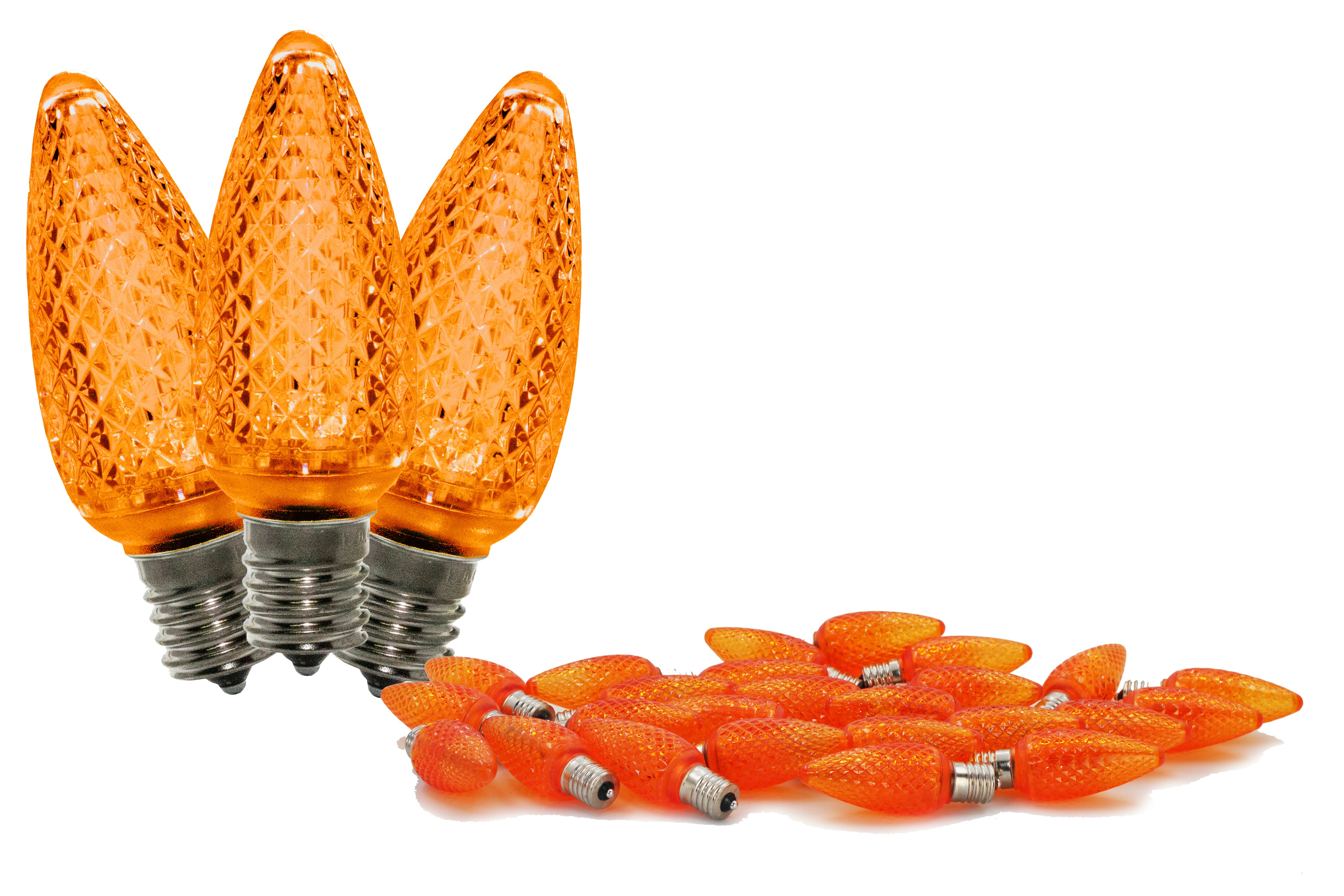 25 Pack C9 Orange Dimmable SMD LED Retrofit Bulbs - Outdoor Christmas Lights, Holiday Decorations, Patio & Landscape Lighting