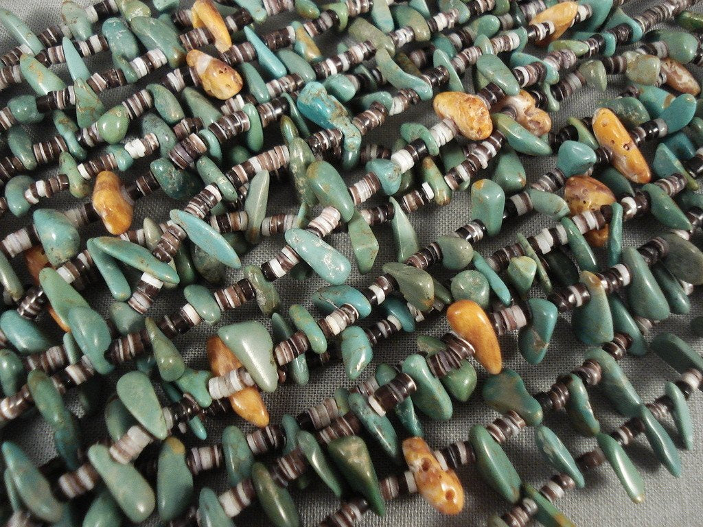 Vintage Navajo Native American Turquoise Necklace - 198g Handmade Natural Green Turquoise Jewelry for Women, Perfect for Boho Fashion, Festivals & Special Occasions