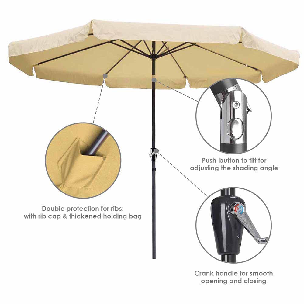 10FT 8-Rib Outdoor Patio Umbrella with Tilt & Crank Mechanism - Perfect for Poolside, Backyard, and Beach Relaxation