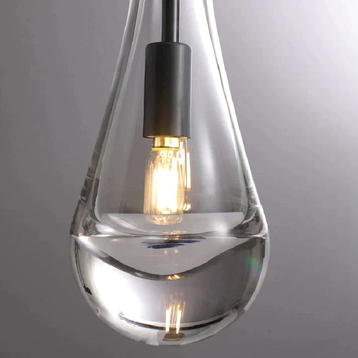 Modern Glass Raindrop Pendant Light for Kitchen Island - Elegant Dining Room & Bar Lighting Fixture - Perfect for Farmhouse, Contemporary & Industrial Decor