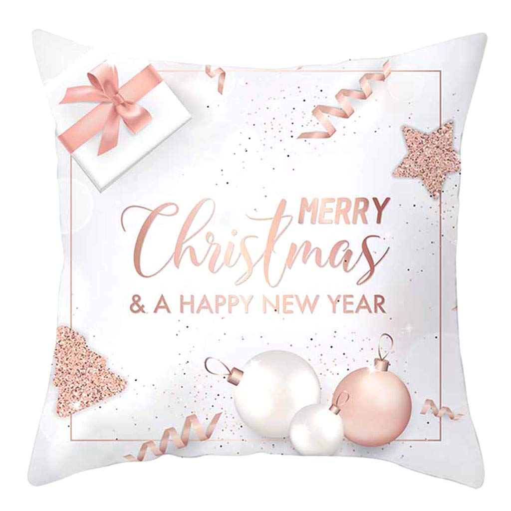 REN12Ni Christmas Decorative Pillow Covers - Pink Gold & Rose Gold Throw Cushion Covers for Home, Wedding & Romantic Decor (1 Piece) | Perfect for Holiday Decorating, Sofa Accents & Gift Giving