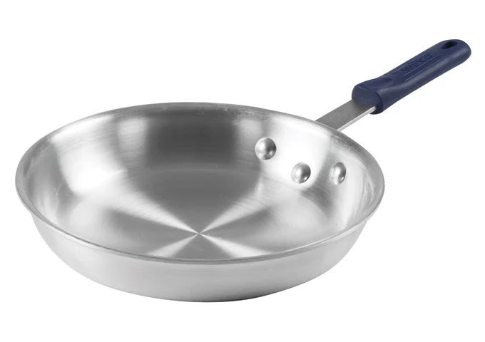 Winco Gladiator 10-Inch Nonstick Fry Pan with Blue Silicone Handle Sleeve - Aluminum Cookware with Natural Finish - Perfect for Sauteing, Frying & Everyday Cooking