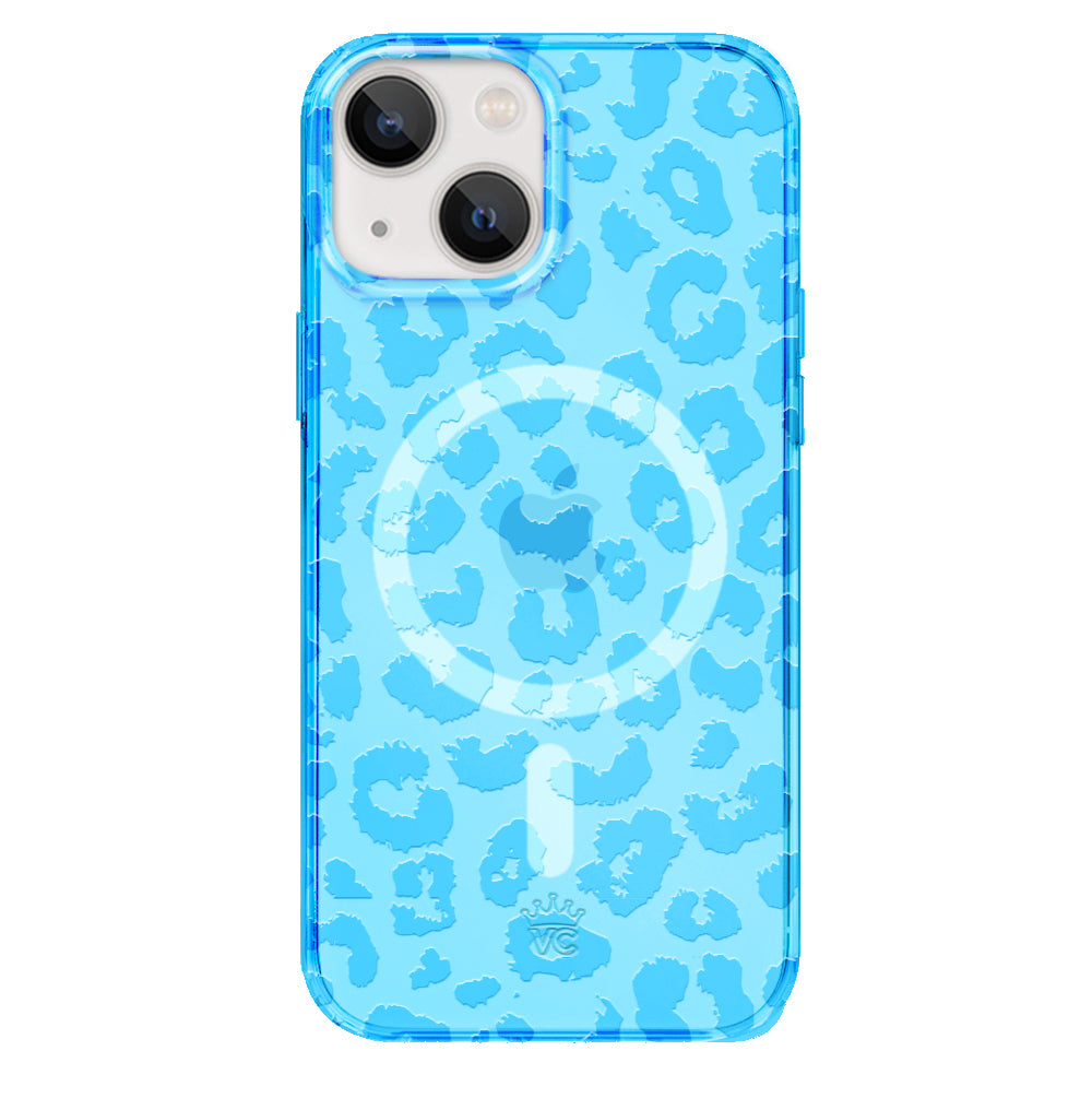 Aqua Blue Leopard Print iPhone Case - Stylish Protective Cover for iPhone 13/14/15 Pro Max | Durable Slim Fit Design for Everyday Use, Work & Travel