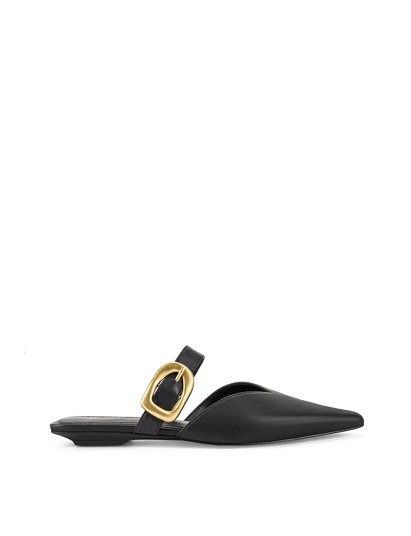 Allegra Black Leather Close-Toe Buckle Slide Sandals for Women - Comfortable & Stylish for Casual Outings, Office, and Summer Wear