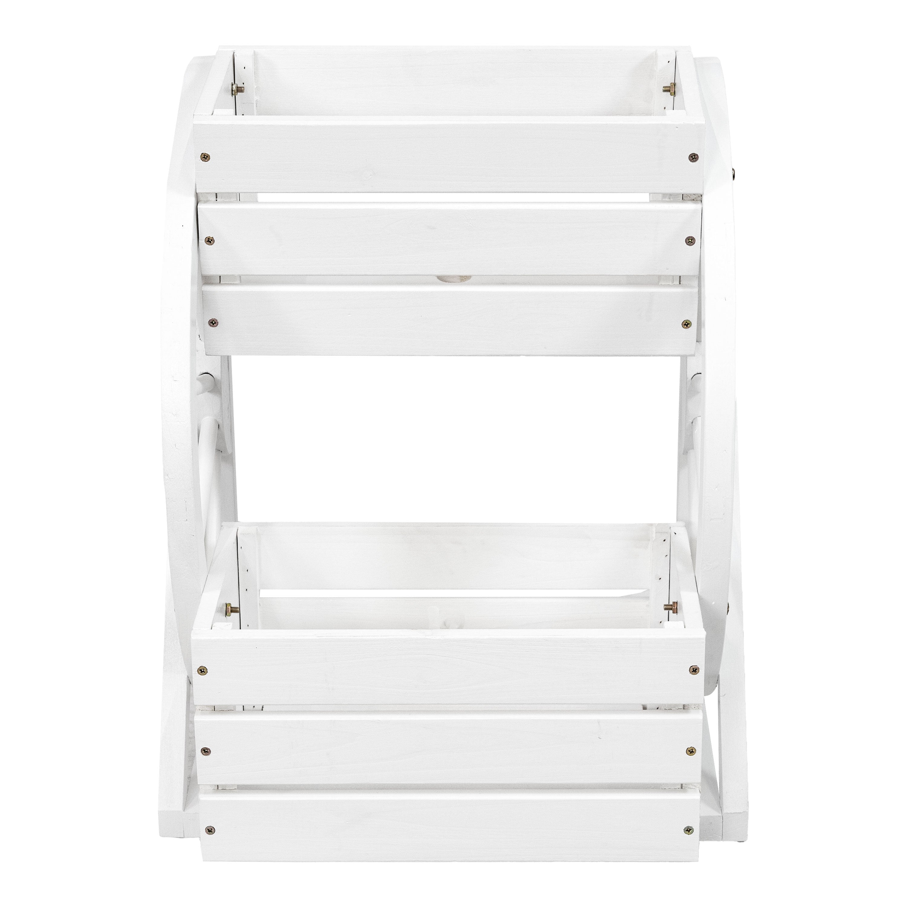 Rustic Wood Wagon Wheel 2-Tier Plant Stand for Indoor & Outdoor Decor - Perfect for Patio, Garden, or Farmhouse Style Home