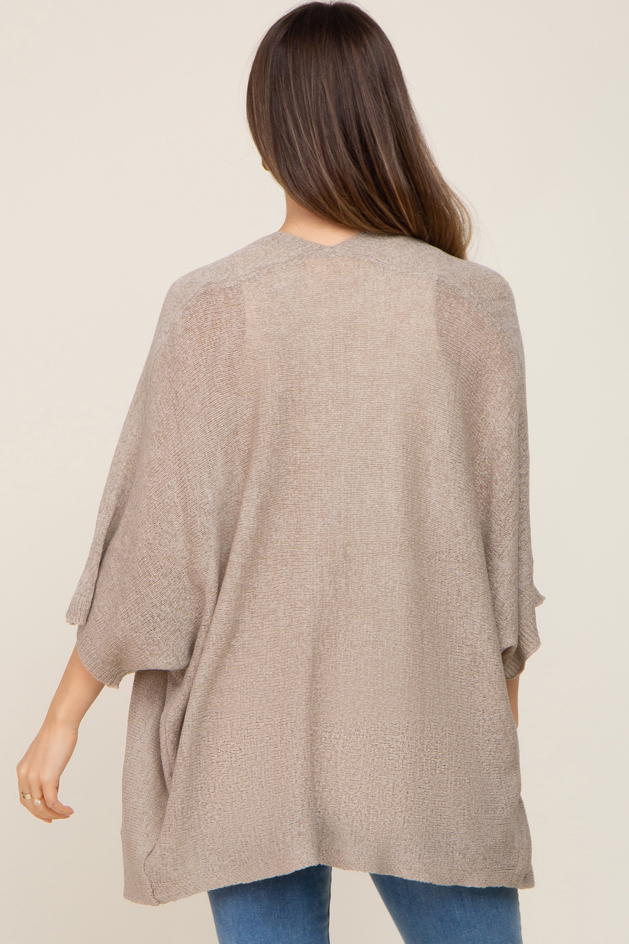 Beige Dolman Short Sleeve Maternity Cardigan for Pregnant Women - Soft Nursing Sweater for Breastfeeding & Pregnancy Comfort - Perfect for Casual Wear, Office & Maternity Photos