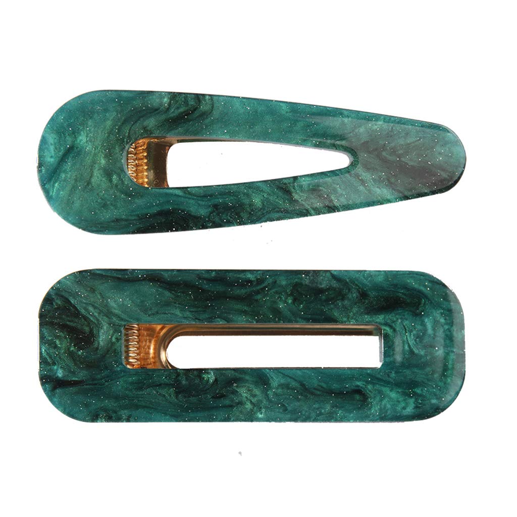 Jackyee 1 Set Acrylic Resin Hair Barrettes - 12pcs Marble Pattern Alligator Hair Clips for Women & Girls, Geometric Hairpins Hair Accessories (Emerald Green) - Perfect for Parties, Weddings & Daily Styling