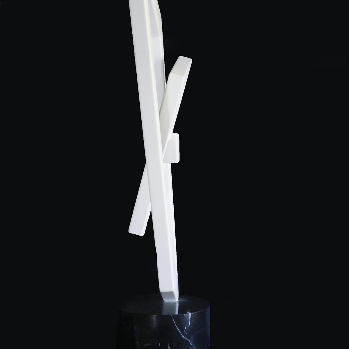 Modern Geometric White Aluminum Sculpture - 22 Inch Contemporary Art Decor for Home, Office & Garden
