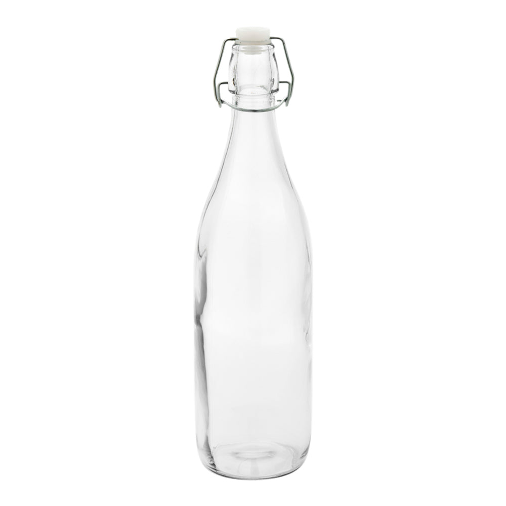 Vintage 34oz Round Glass Bottles with Swing Top Lids - 3.25