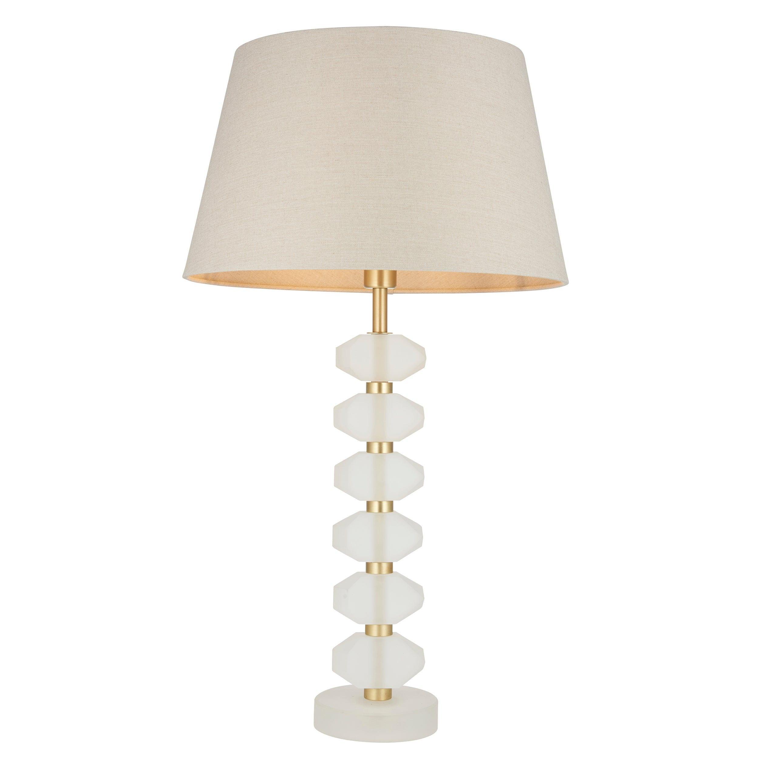 Endon Annabelle Frosted Crystal Glass Table Lamp with Grey Shade - Elegant Home & Office Lighting for Bedroom, Living Room, and Study