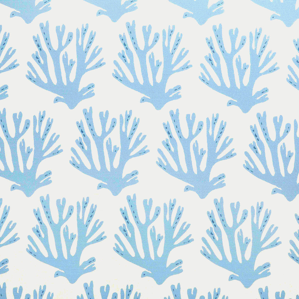 Blue Coral Printed Linen Cotton Fabric Sample - Perfect for DIY Upholstery, Curtains & Home Decor Projects